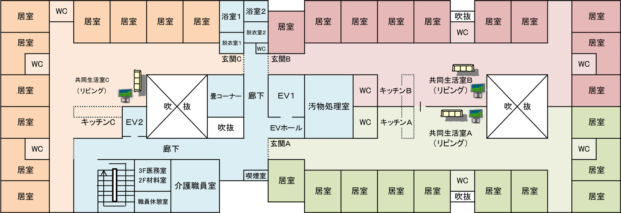 あまの里特別養護老人ホームフロアマップ